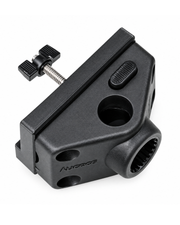 A black  quick-release clamp mount with a wing nut, shown on a clean white background.