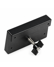 A black metal mounting bracket with a threaded bolt and a black wing nut, shown on a clean white background.